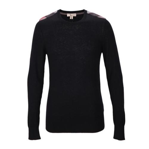  BURBERRY/博柏利 男士黑色格子棉質(zhì)混紡羊絨衫毛衣 38488101 PLFSX