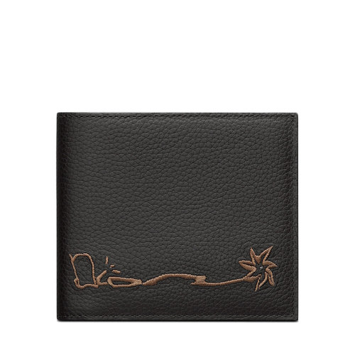 DIOR/迪奧 22新款CACTUS JACK聯(lián)名款 男士黑色粒面牛皮革刺繡標(biāo)志雙折錢包2ESBH027SOT_H03E