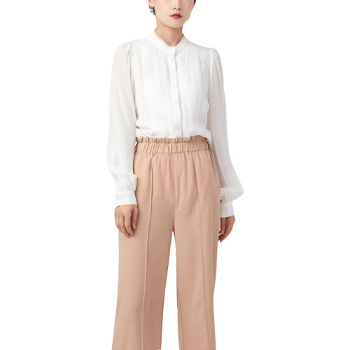 GeleiStory/GeleiStory  2022長袖純色氣質輕熟寬松真絲襯衫  女裝＞女士襯衫＞女士長袖襯衫