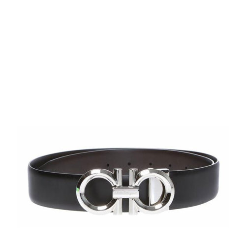 Salvatore Ferragamo/菲拉格慕 男士 黑核桃色皮革時(shí)尚皮帶腰帶 679939 694743