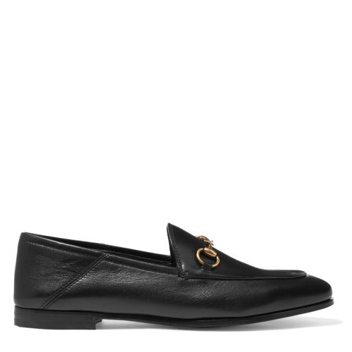 GUCCI/古馳 女士黑色皮革馬銜扣踩腳樂福鞋 414998 DLC00 1000