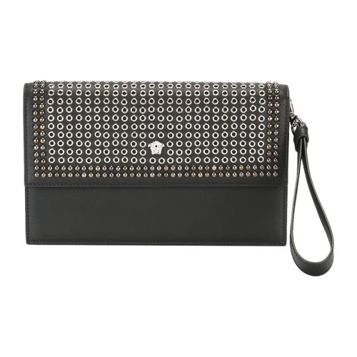 VERSACE/范思哲 男士 黑色 美杜莎微標(biāo)小牛皮手拿包公文包 DL25752 DVTBP D41UB HJH0015X