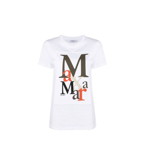 MaxMara/麥絲瑪拉 時(shí)尚百搭 女士 白色棉質(zhì)短袖T恤 HUMOUR011 HJH0022B