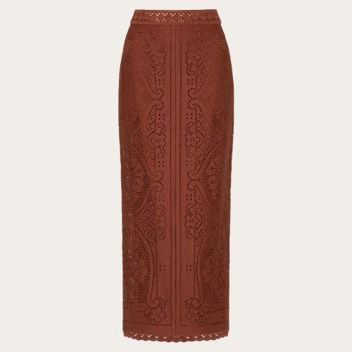  VALENTINO華倫天奴 22年秋冬 女士 半身裙 JUPE MIDI EN DENTELLE DE COTON XB3RA8L06W3C30