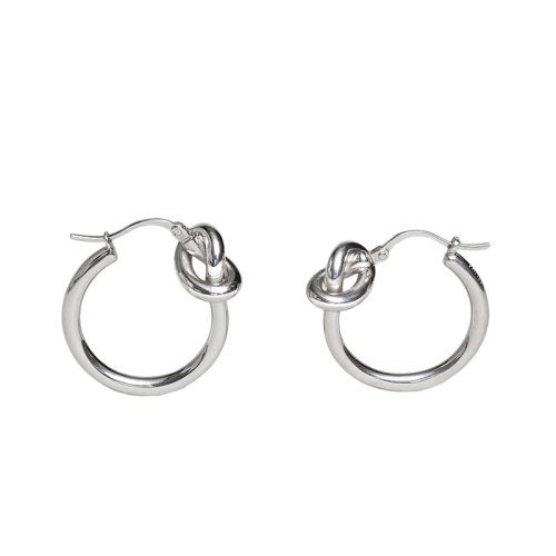 CELINE/賽琳 經(jīng)典KNOT系列 小號(hào)銀色黃銅繩結(jié)耳環(huán)46N556BRA.36SI