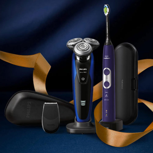 Philips/飛利浦 電動剃須刀S9000荷蘭整機進口多功能理容剃胡刀胡須刀干濕雙剃全身水洗 電動牙刷護理套裝S9188/88