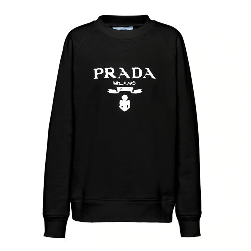 PRADA/普拉達(dá) 秋冬 女士經(jīng)典黑色PRADA徽標(biāo)印花平紋針織圓領(lǐng)運(yùn)動衫134631_1ZT7_F0967_S_202