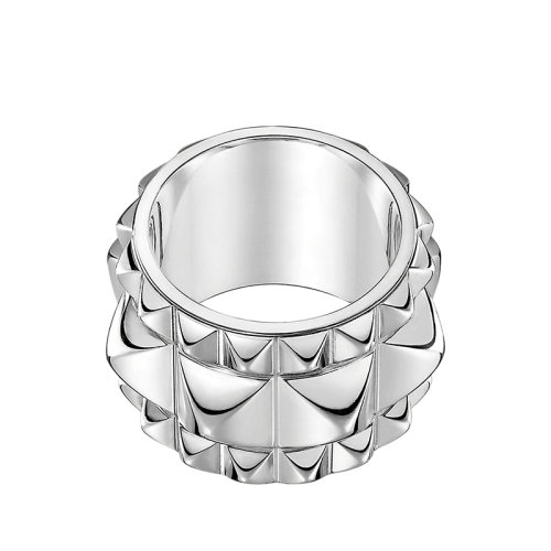 HERMES/愛馬仕 經(jīng)典Espionne系列 大號925純銀三行鉚釘戒指指環(huán)H106547B