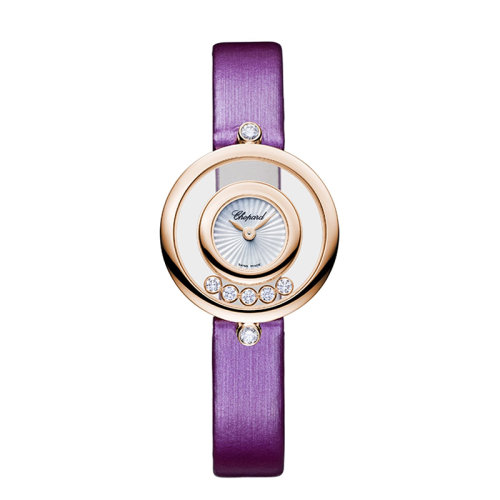  Chopard/蕭邦  Happy Diamonds系列石英機(jī)芯鱷魚皮表帶玫瑰金鑲鉆女士腕表26毫米209415-5001