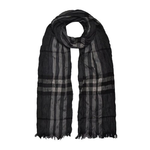 BURBERRY/博柏利 男女通用 中性灰黑色褶皺美利奴羊毛絨混紡圍巾圍脖 3551800