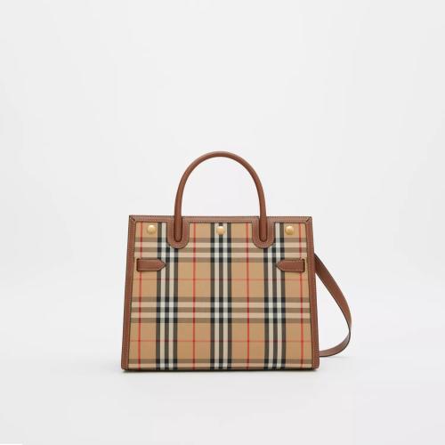  BURBERRY 22年秋冬 女士 Title - 迷你 Vintage 格紋雙提柄泰爾勒手袋 80252671 預(yù)定商品1-3周發(fā)貨