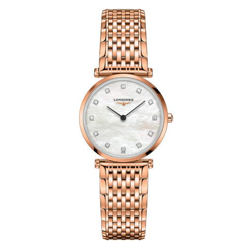 LONGINES/浪琴  嘉嵐系列 石英表鑲鉆白珍珠貝母表盤(pán)粉色PVD表殼粉鏈男女同款表29毫米L4.512.1.97.8
