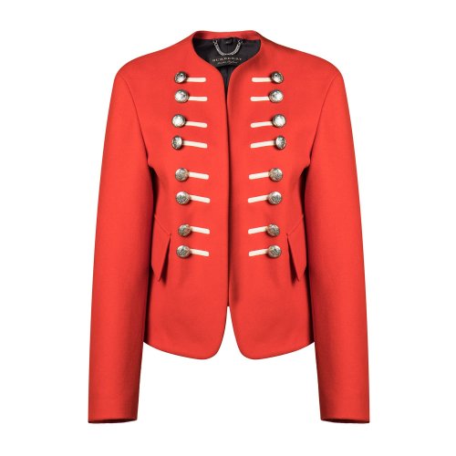 劉德華同款BURBERRY/博柏利 紅色羊毛無扣休閑款男士西服 西裝 上裝 瑕疵特賣（陳列痕跡，不影響使用）