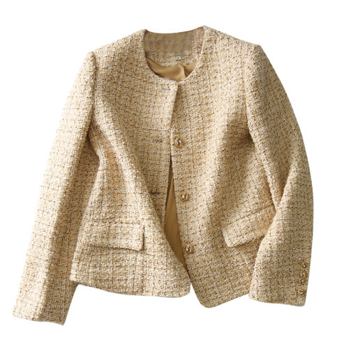 GeleiStory/GeleiStory編織羊毛小香風(fēng)外套女士2022年新品秋冬粗花呢短款女裝女士夾克