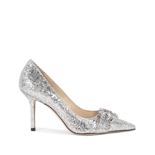 Jimmy Choo/周仰杰【22年新款】女士閃光面料飾扣尖頭高跟鞋單鞋 SARESA 85 ZXV