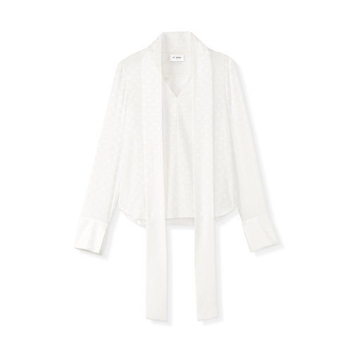 St.John/盛薔21早秋系帶桑蠶絲女士長袖襯衫K914C91