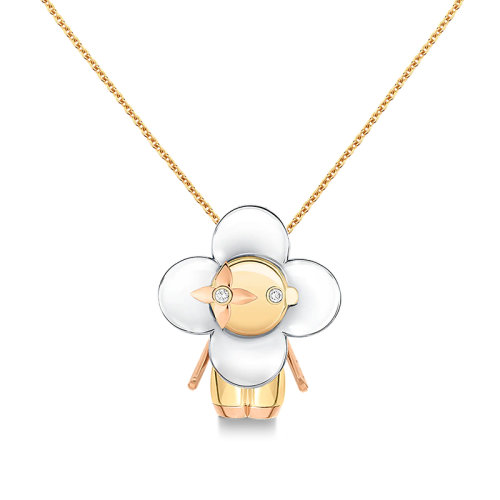 Louis Vuitton/路易威登 VIVIENNE系列 經(jīng)典款大號18k金黃金白金玫瑰金鉆石花瓣形狀吊墜Q93798