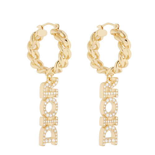 DIOR/迪奧 DIO(R)EVOLUTION系列 女士金色飾面金屬圈型鏈環(huán)仿水晶點綴“DIOR”標(biāo)志耳墜耳環(huán)E1749DVOCY_D301