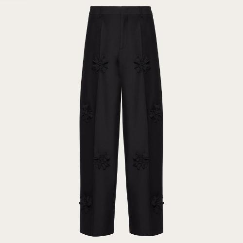  VALENTINO華倫天奴 22年秋冬 男士 休閑褲 PANTALON EN CREPE COUTURE A_VEC BRODERIES FLORAL