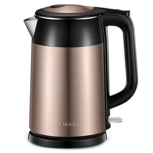 supor/蘇泊爾 電水壺熱水壺1.7L全鋼無縫雙層防燙電熱水壺304不銹鋼燒水壺17S26A