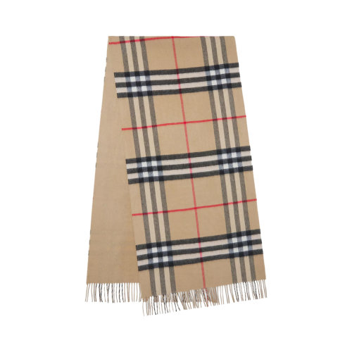 BURBERRY/博柏利 男士淺褐色羊絨雙面格紋圍脖圍巾 8045332