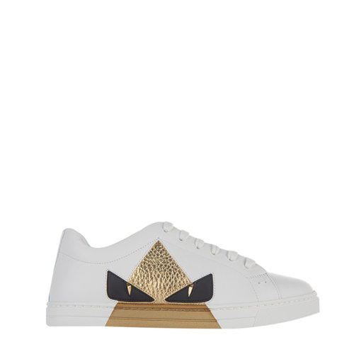 FENDI/芬迪  女鞋 時(shí)尚百搭 經(jīng)典Bag Bugs眼睛圖案 圓頭 女士白色低幫休閑運(yùn)動(dòng)鞋 8E6822AK12F14YR  HKY0640