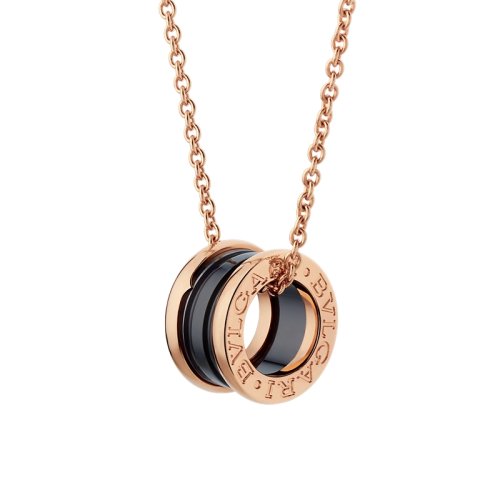 BVLGARI/寶格麗 B.zero1系列經典款 18K金玫瑰金嵌黑色陶瓷 項鏈 346083