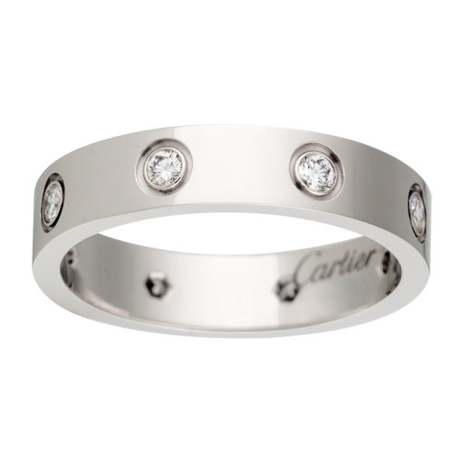 CARTIER/卡地亞 經(jīng)典款 LOVE 18K金白金鉆石結(jié)婚戒指鑲嵌8顆鉆石B4050600