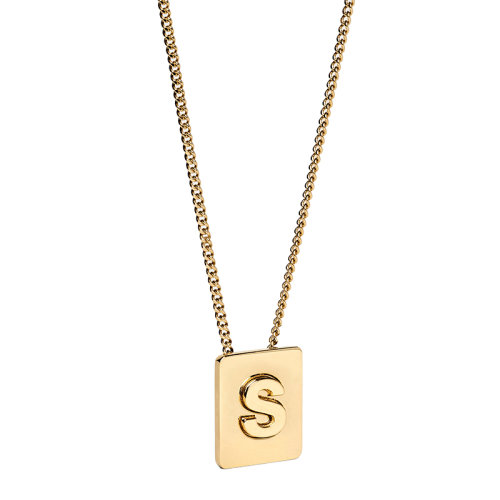 CELINE/賽琳 經(jīng)典款A(yù)LPHABET系列 男女同款金色飾面黃銅字母S墜飾項(xiàng)鏈46N0S6BRA.35OR