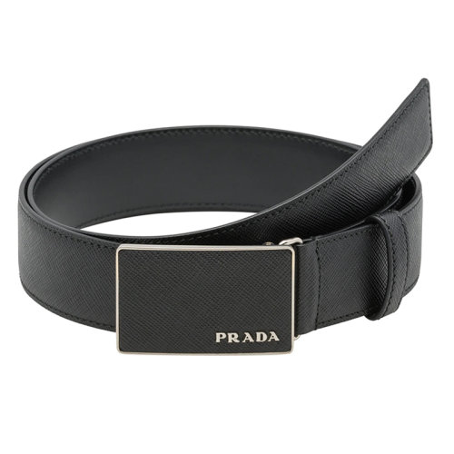 PRADA/普拉達(dá)  男士黑色摩洛哥皮革和金屬扣覆蓋腰帶35毫米2CM188_053_F0002