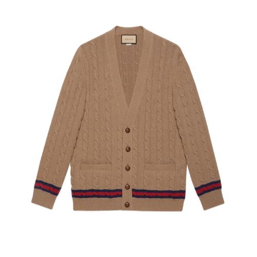  GUCCI古馳 22年秋冬 男士 織帶絞花編織開衫 673487 XKB2N 8011 預(yù)定商品2-6周發(fā)貨