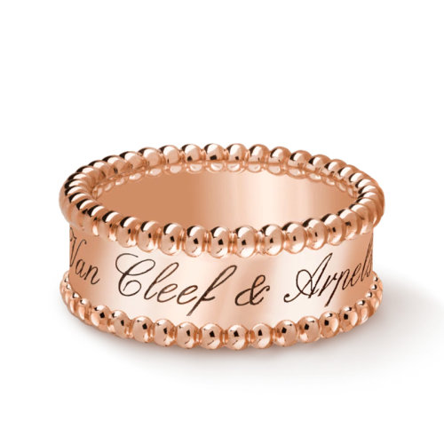 Van Cleef & Arpels/梵克雅寶 經(jīng)典Perlée系列 signature簽名18K金玫瑰金戒指VCARN32400