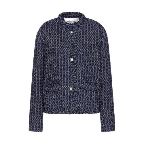  VALENTINO華倫天奴 22年秋冬 女士 夾克 VESTE EN TWEED OPTICAL VALENTINO WB3CE2776J*w*D467 預(yù)定商品1-3周發(fā)貨