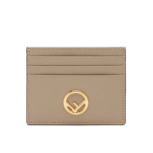 FENDI/芬迪 F is Fendi系列 女士淺米色小牛皮金色涂層徽標卡片夾8M0445A18BF0E65