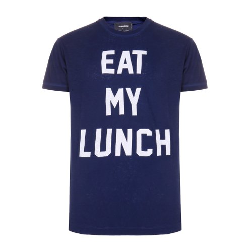 Dsquared2/D二次方 圓領(lǐng) 短袖 字母 印花 棉質(zhì) 簡(jiǎn)約時(shí)尚 藏藍(lán)色 男士短袖T恤