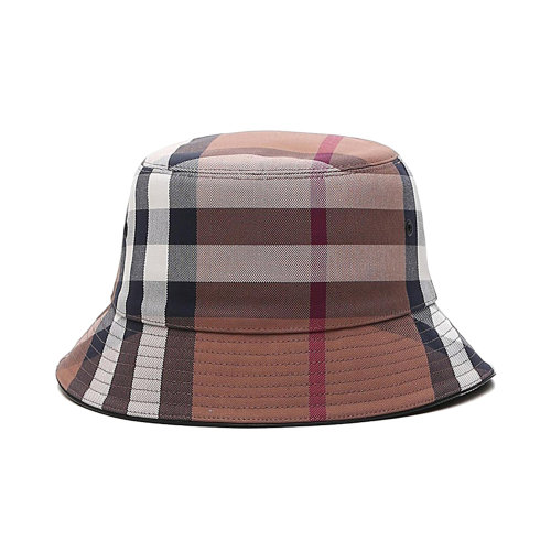 BURBERRY/博柏利 女士樺木棕色棉質(zhì)格紋漁夫帽禮帽 8041616