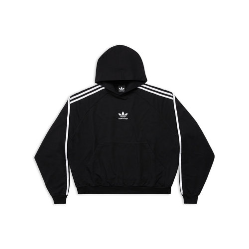 Balenciaga/巴黎世家 22年秋冬新款 ADIDAS聯(lián)名系列 男女同款黑色純棉中重卷絨大號版型連帽衫衛(wèi)衣729322TNVN28482