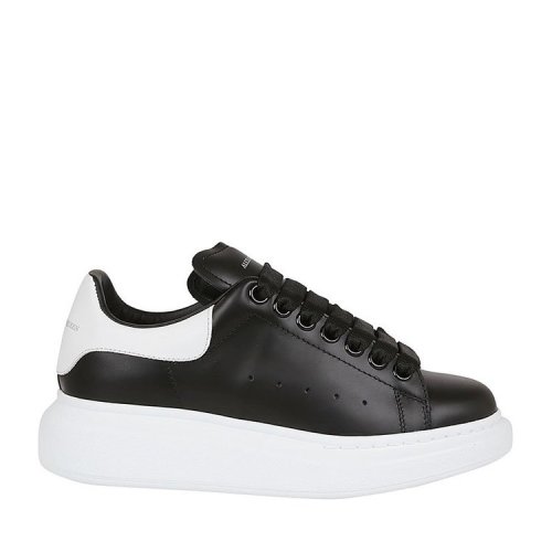 Alexander McQueen/亞歷山大麥昆  女鞋 女士黑色皮革經(jīng)典時尚白尾休閑運(yùn)動鞋  553770WHGP51070