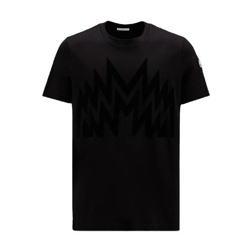  MONCLER蒙可蒙克萊 22年秋冬 男士 短袖T恤 Flocked Print T-Shirt H20918C000068390T999
