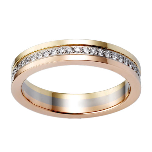 CARTIER/卡地亞 ALLIANCE TRINITY系列 玫瑰金白金黃金鉆石戒指B4052900
