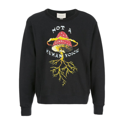 GUCCI/古馳 19秋冬男士棉質(zhì)時尚印花圓領(lǐng)長袖衛(wèi)衣