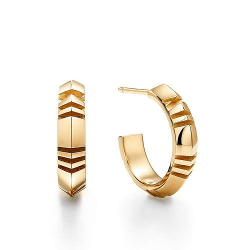 Tiffany & Co./蒂芙尼  Atlas X系列 小號18K金黃金羅馬數(shù)字耳環(huán)67786203