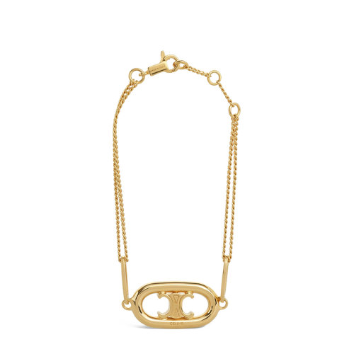 CELINE/賽琳 經(jīng)典款MAILLON TRIOMPHE系列 金色黃銅經(jīng)典凱旋金扣吊飾雙細(xì)鏈?zhǔn)宙準(zhǔn)骤C46S906BRA.35OR