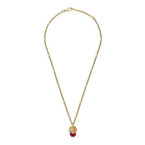  GUCCI古馳 22年秋冬 女士 水晶獅頭項鏈 677366 I6658 8489