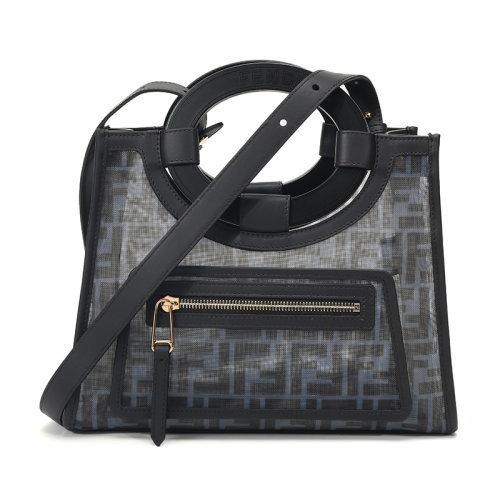 FENDI/芬迪 女士RUNAWAY系列織物/配皮手提單肩包 8BH353 A6D6