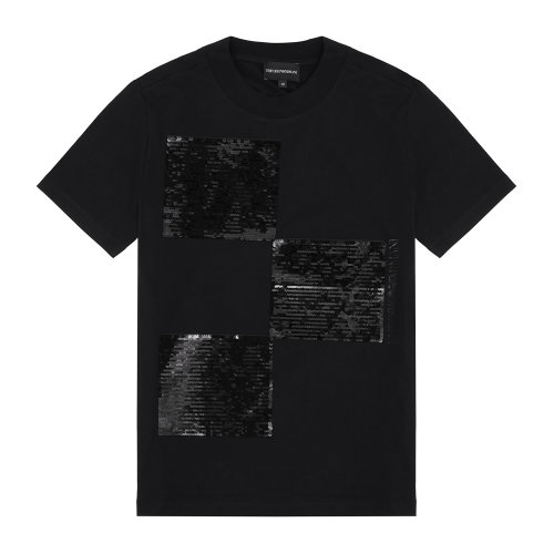 Emporio Armani 女士 黑色 胸前圖案印花T恤  6H2T7Y-2J53Z-0999