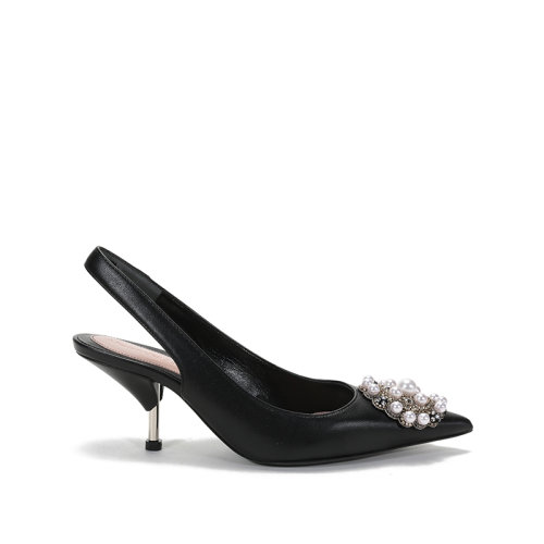 Alexander McQueen/亞歷山大麥昆 2021款 女士皮革尖頭高跟鞋涼鞋 651806 WHW25