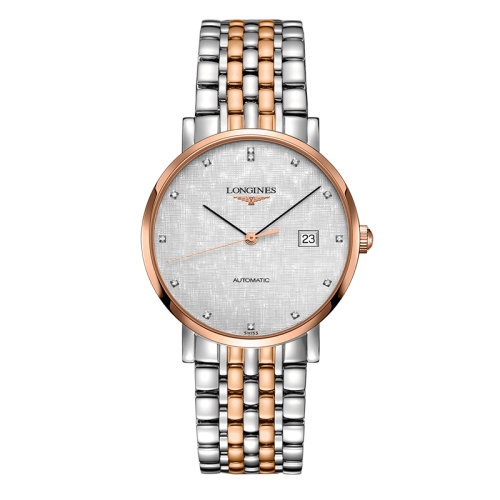 LONGINES/浪琴  博雅系列 自動機械表鑲鉆銀盤精鋼玫瑰金表殼男表39毫米L4.910.5.77.7