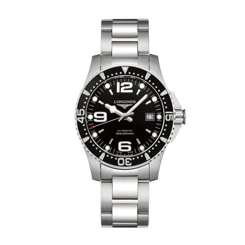 LONGINES/浪琴  康卡斯?jié)撍盗袡C(jī)械鋼鏈黑色表盤男表41毫米L3.742.4.56.6