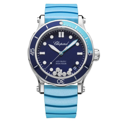 Chopard/蕭邦  蕭邦HAPPY OCEAN系列藍(lán)色自動(dòng)機(jī)械精鋼女士鑲鉆腕表40毫米278587-3001